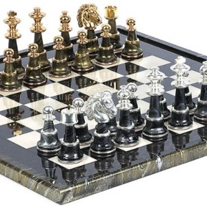 high end chessboard, luxury chessboard, Bello Games Collezioni - Mancini Luxury Chess Set 24K Gold:Silver Plated from Italy